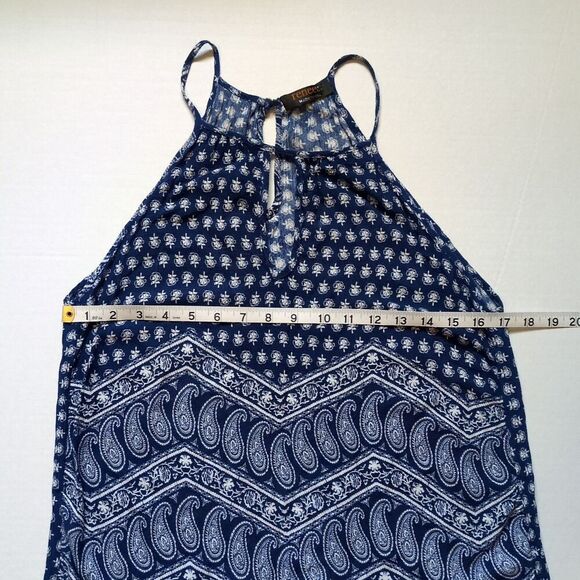 Renee C Tank Top Womens S  Blue White Paisley Bandana Keyhole Halter Rayon‎ USA - Picture 5 of 10